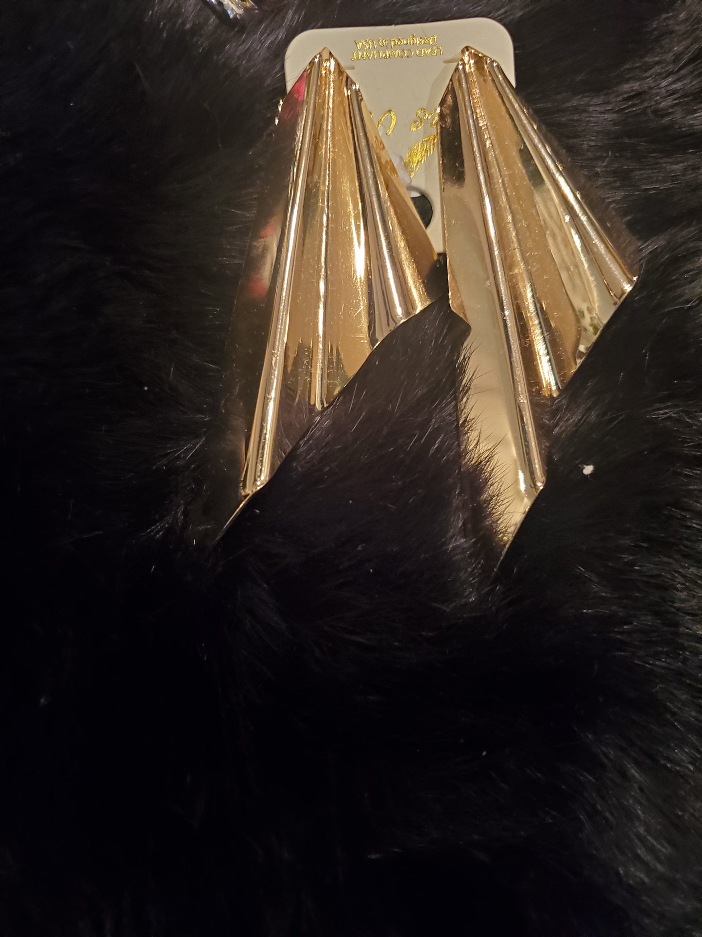 Gold Panel Earrings (pierced)