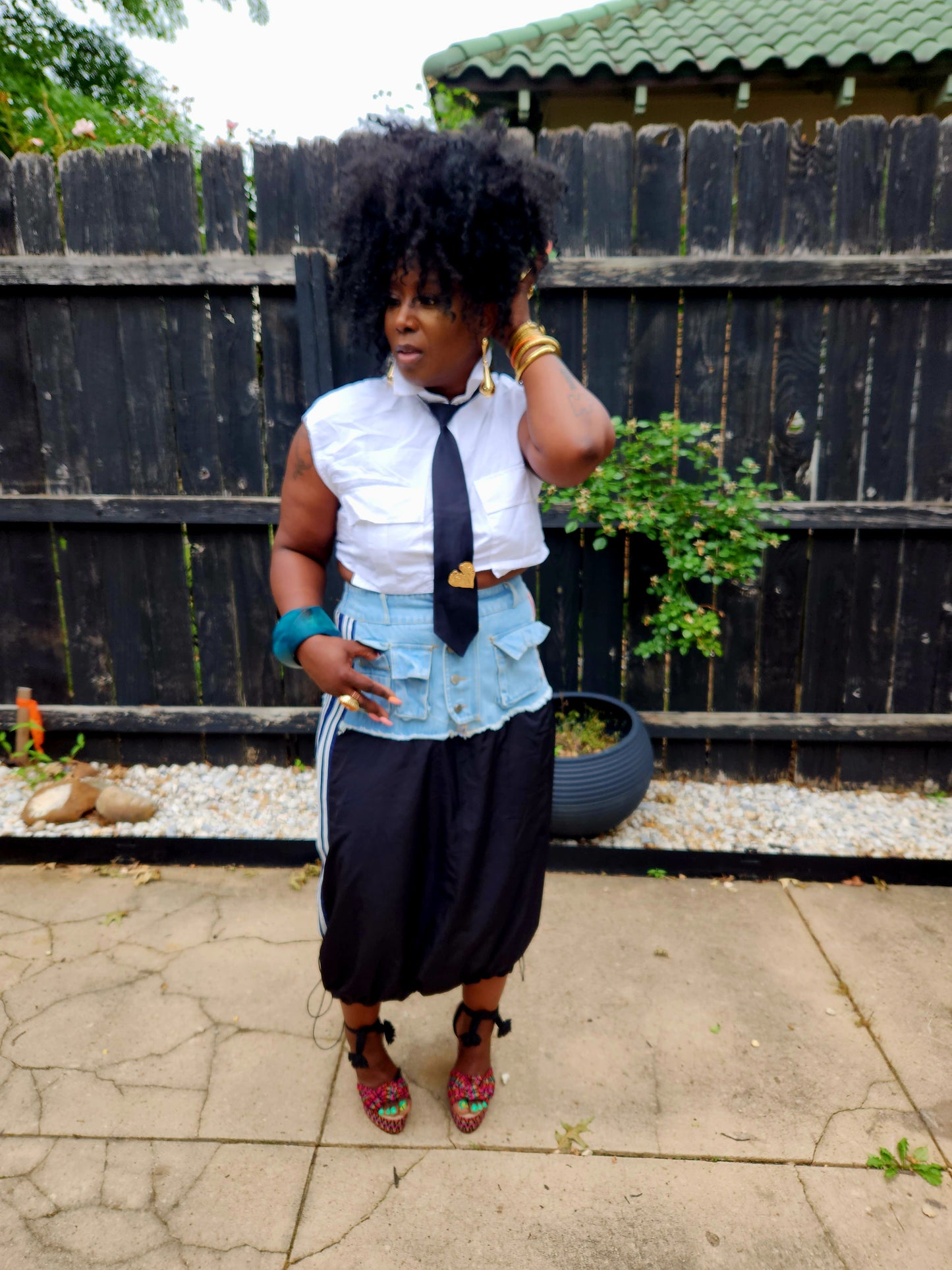 Black/ Denim Bubble Skirt