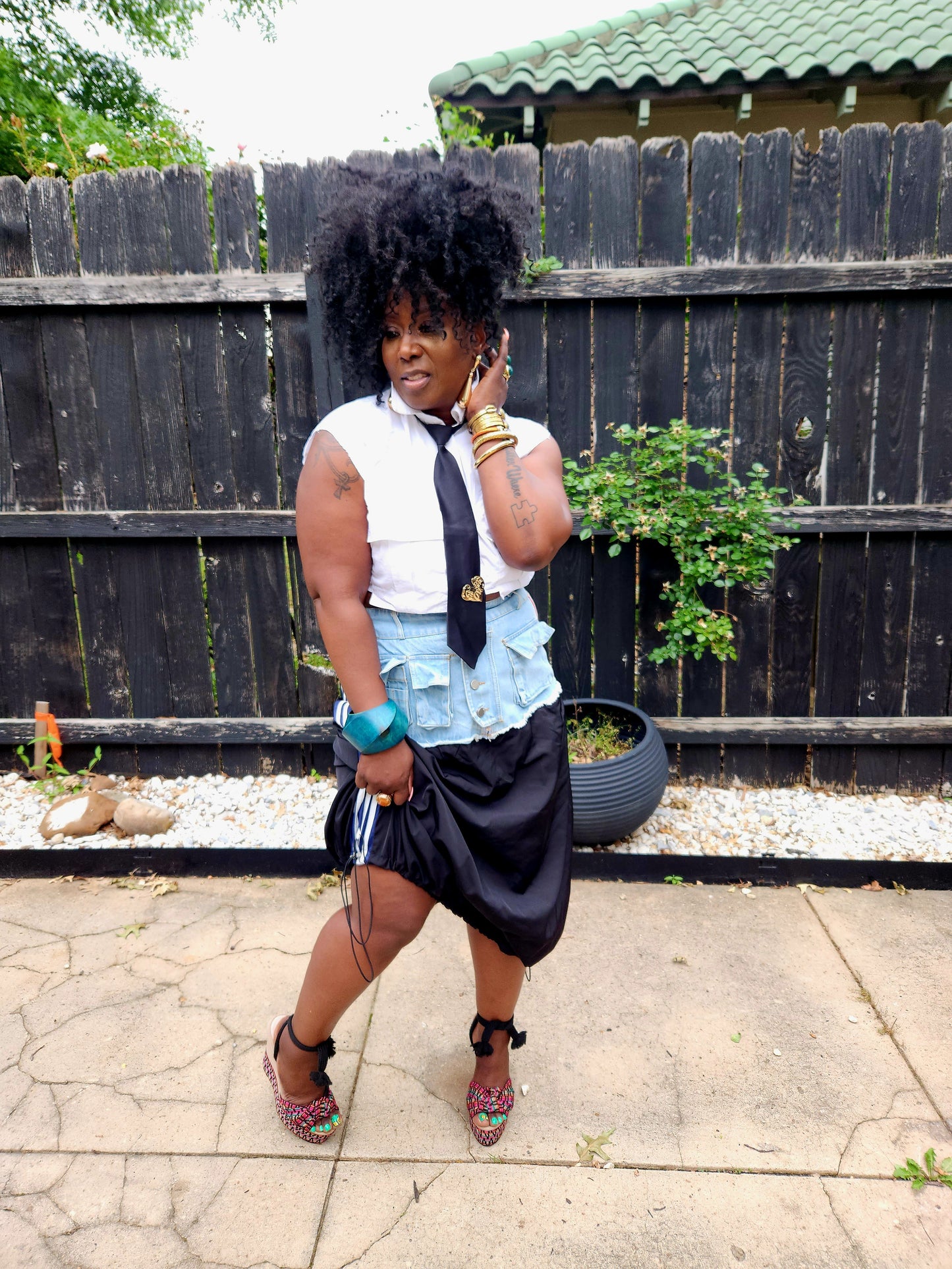 Black/ Denim Bubble Skirt