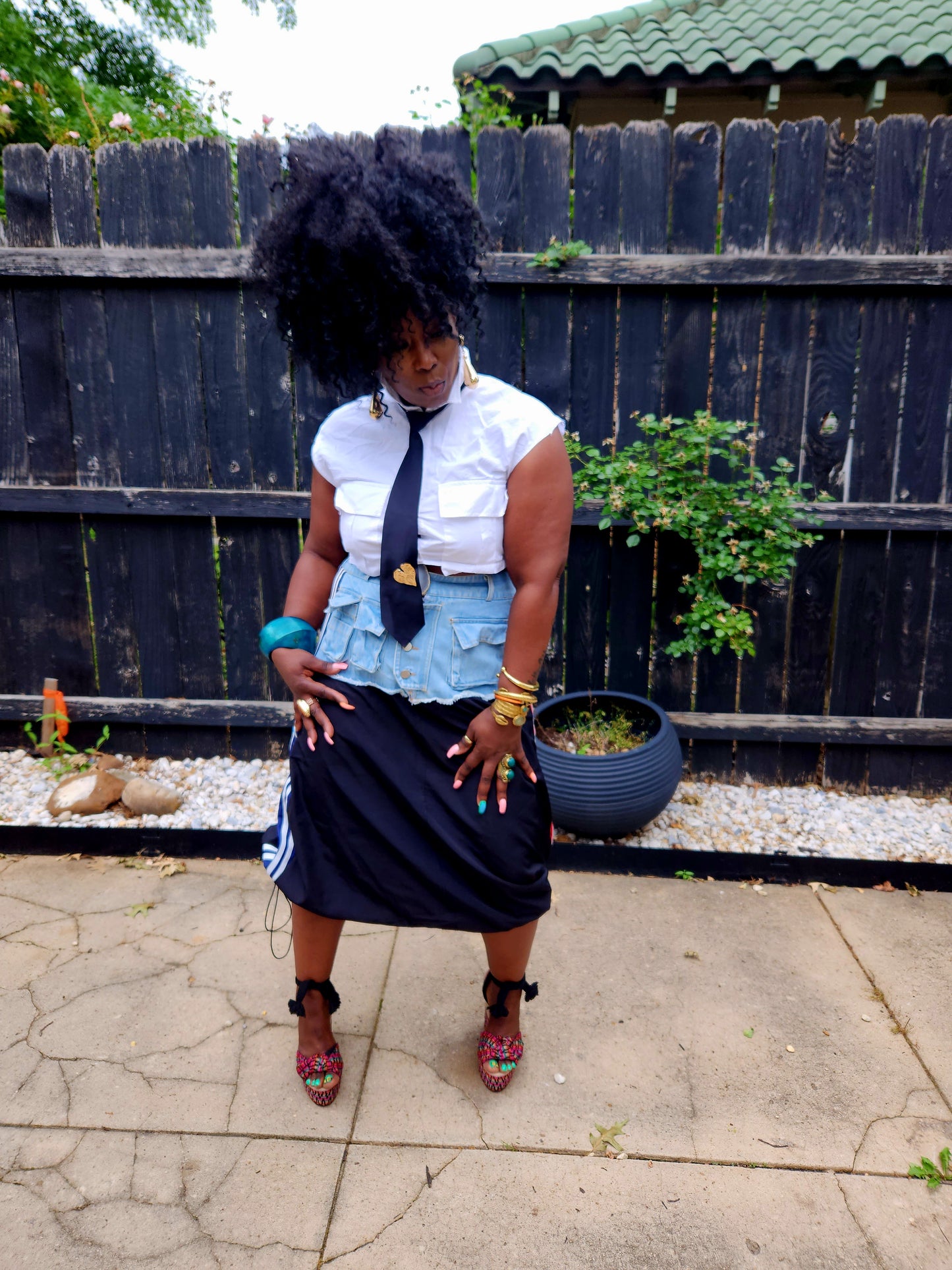 Black/ Denim Bubble Skirt