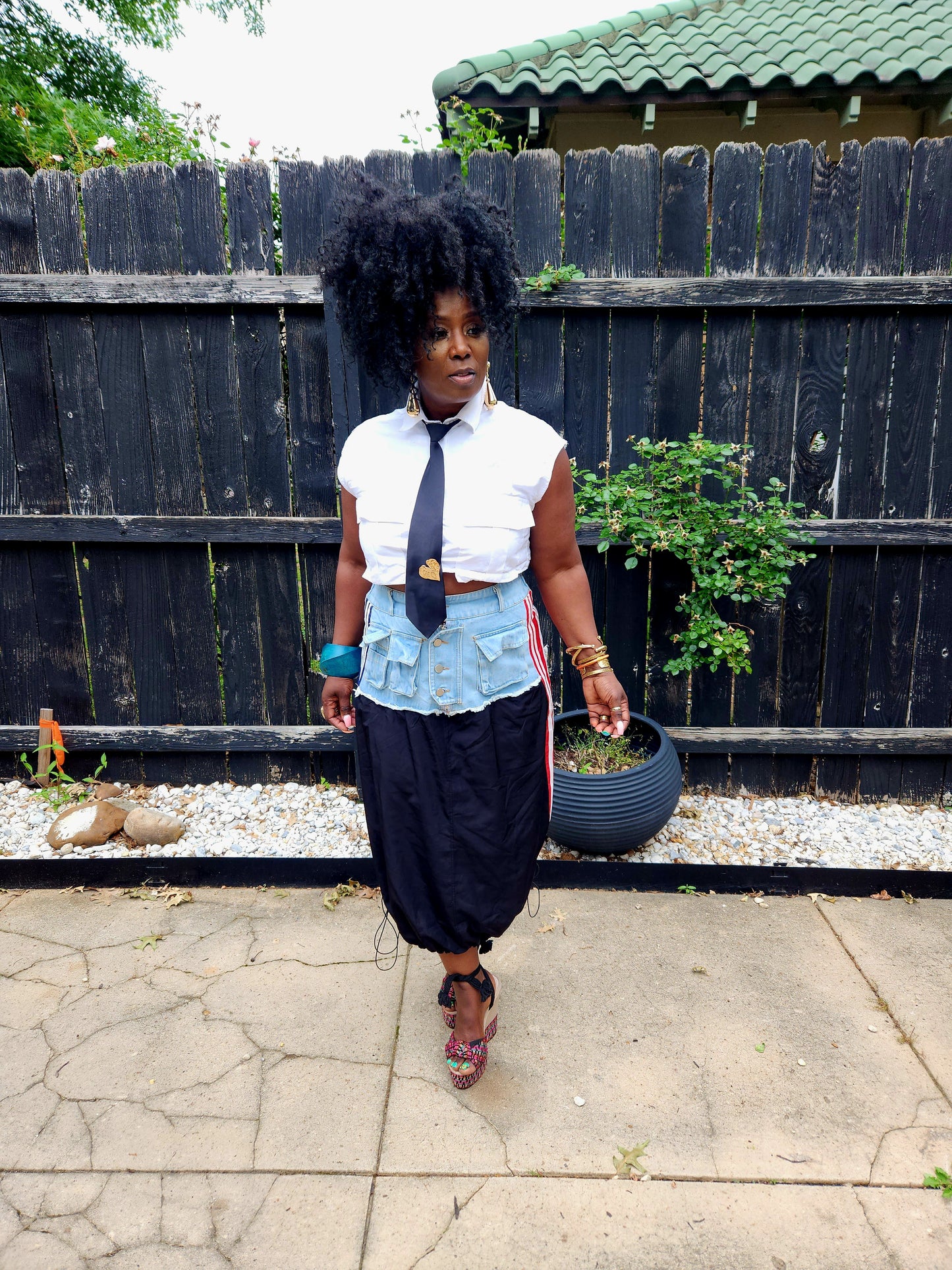 Black/ Denim Bubble Skirt