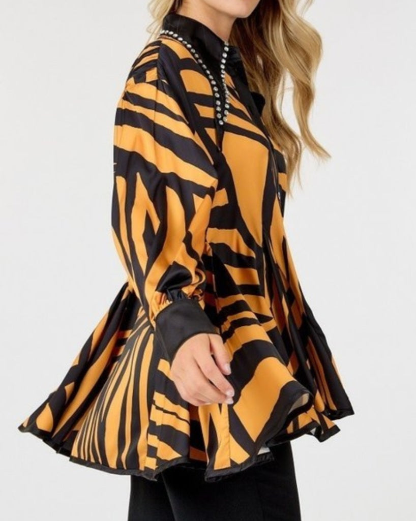RHINESTONE BLACK AND GOLD TOP